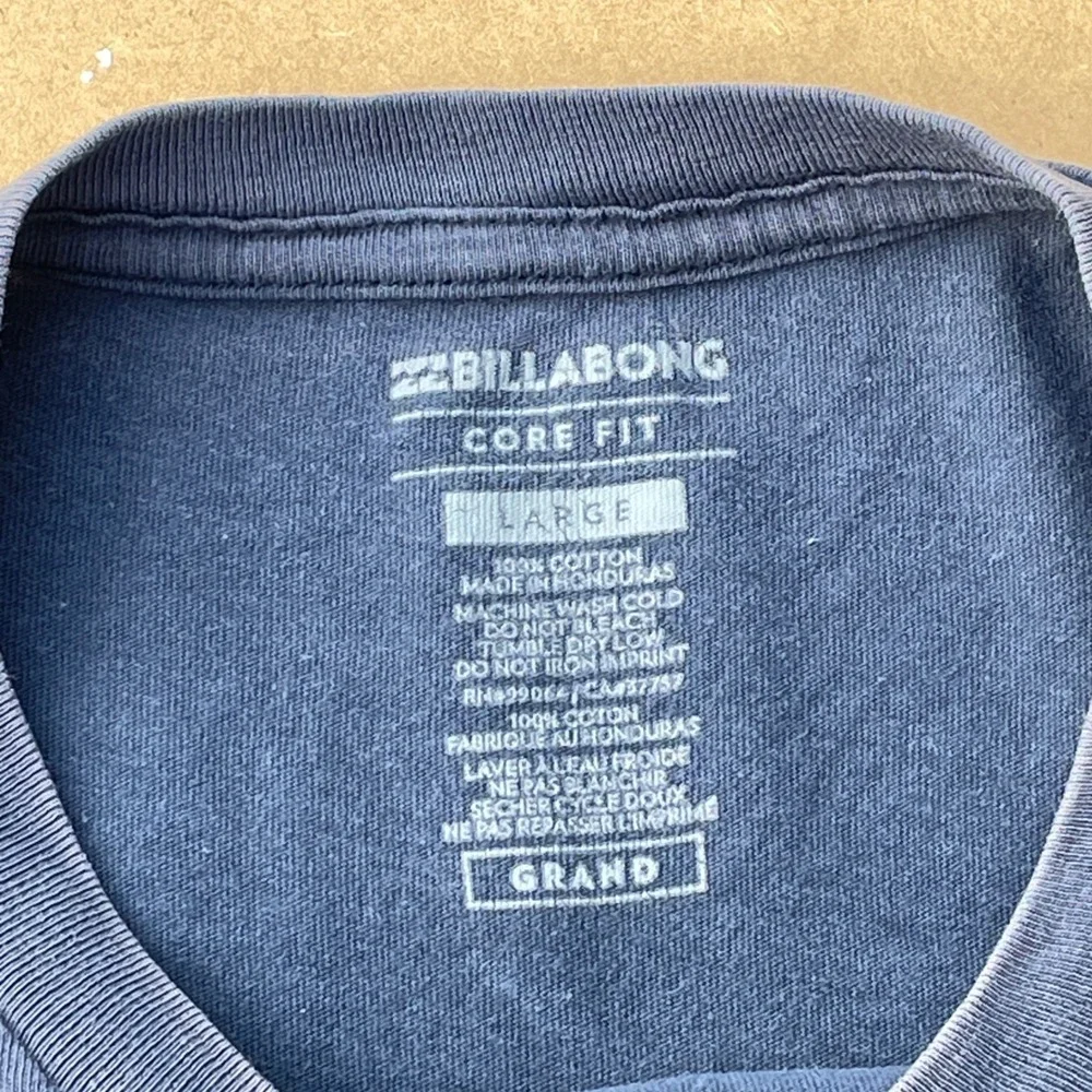 Billabong T-Shirt Mens Large Blue Casual Surf Graphic Core Fit Cotton Tee Light
